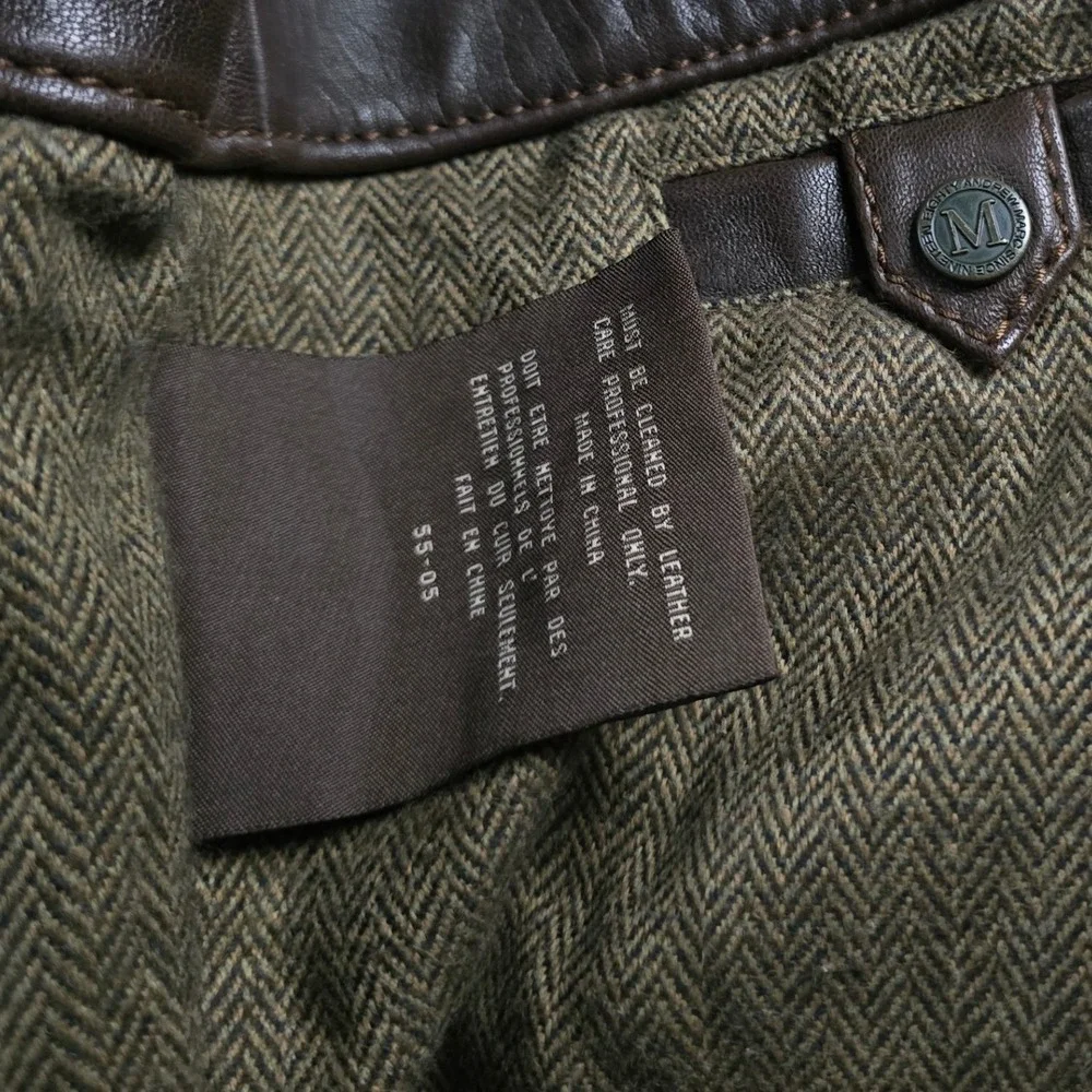 Vtg Andrew Marc New York Mens Brown Leather Jacket Quilted Lining Elbow Pads XL